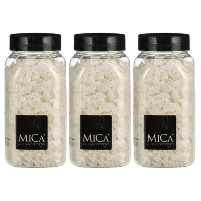 Mica Decorations decoratie stenen / granulaat - 3x - 650 ml - 4-10 mm - mat wit