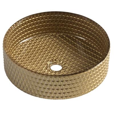 Glazen Waskom Gegraveerd Sapho Maragua 39,5 cm Goud