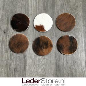 Koeienhuid onderzetters normandier bruin zwart wit 10x10cm