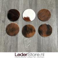 Koeienhuid onderzetters normandier bruin zwart wit 10x10cm