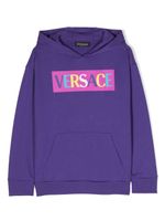 Versace Kids hoodie en coton à logo imprimé - Violet - thumbnail