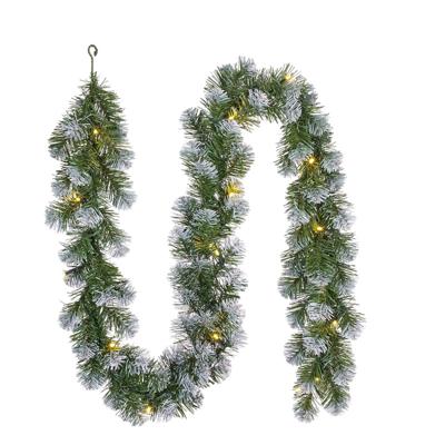 Dennenslinger - met sneeuw?en verlichting - 180 x 20 cm - 15 LED lampjes - dennen guirlande?