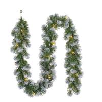Dennenslinger - met sneeuw?en verlichting - 180 x 20 cm - 15 LED lampjes - dennen guirlande?