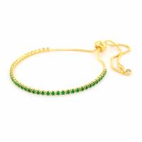 Kalli Armband met Stras Steentjes Groen 2 mm | Goud