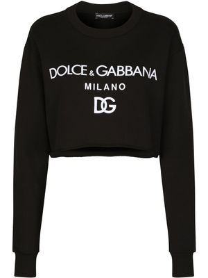 Dolce & Gabbana sweat crop à logo imprimé - Noir