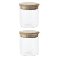 Set van 3x stuks voorraadpotten/bewaarpotten 330 ml glas met houten deksel