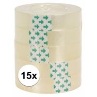 Plakband rol - 15x - voor in plakbandhouder - transparant - 2 cm x 33 m - tape