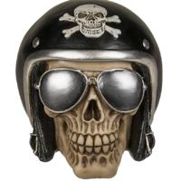 Spaarpot Motor bikers skull/schedel - 16 x 13 cm - met sleuteltje