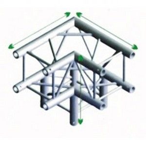 Showtec DQ22-012 3-weg truss koppelstuk, Hoek 90 + omlaag