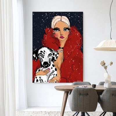 Urban Cotton Wandkleed 'Dotted Doggy' 110 x 145cm in Frame - black
