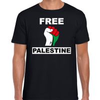 Free Palestine t-shirt zwart heren - Palestina shirt met Palestijnse vlag in vuist