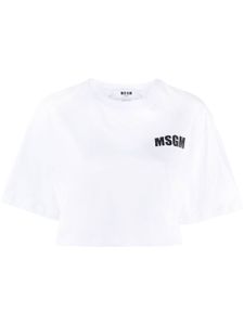 MSGM t-shirt crop à logo imprimé - Blanc