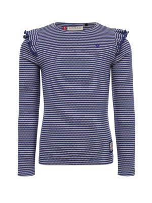 LOOXS Little winter t-shirt meisjes - blauw - geruit/gestreept/longsleeve