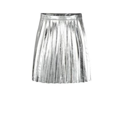 Shoeby Jill & Mitch imitatieleren plissé rok Silver zilver