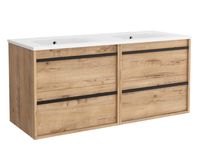 Muebles Resh badkamermeubel eiken 120cm met witte wastafel zonder kraangaten