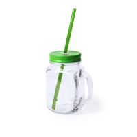 Mason Jar drinkbekers - glas - dop groen met rietje - 500 ml - afsluitbaar - fruit shakes