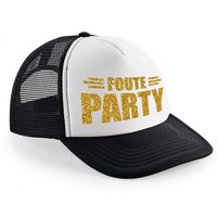 Foute party snapback - zwart/wit - gouden letters - pet - dames/heren - thumbnail