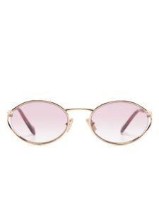 Miu Miu Eyewear logo-plaque oval-frame sunglasses - Or