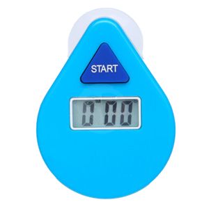 Douche timer/wekker - met zuignap - 5 min - digitaal - blauw - 8 cm