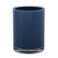 MSV Badkamer drinkbeker Aveiro - PS kunststof - donkerblauw - 7 x 9 cm - Tandenborstelhouders