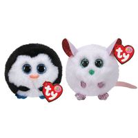 Ty - Knuffel - Teeny Puffies - Waddles Penguin & Princess Husky