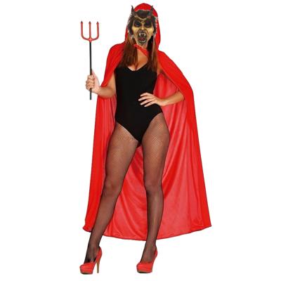 Halloween horror verkleedkleding set - Duivel masker - Cape rood met capuchon