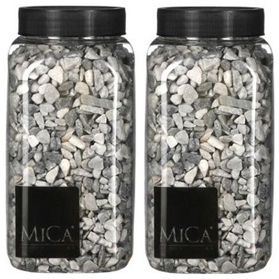 2x Decoratie/hobby steentjes mini licht grijs 650 ml