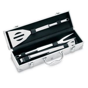 3-delige Barbecue set - Barbecue gereedschap met barbecue accesoires - Barbecue set koffer incl. barbecue tang, barbe...