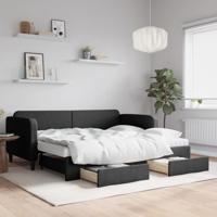 Slaapbank met onderschuifbed en lades 90x200 cm stof zwart