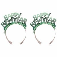 6x stuks diadeem Happy New Year groen voor volwassenen - thumbnail