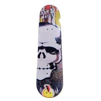Groot houten skateboard met stoere print met schedel 81 cm - thumbnail