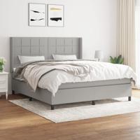Boxspring met matras stof lichtgrijs 180x200 cm
