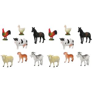 14x Plastic boerderij dieren speelgoed figuren 9 cm voor kinderen