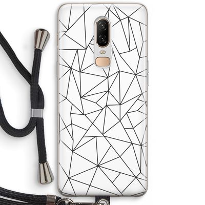 Geometrische lijnen zwart: OnePlus 6 Transparant Hoesje met koord