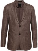 Zegna blazer boutonné à revers crantés - Marron