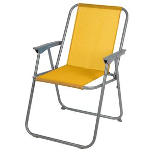 Sunnydays Picnic camping/strand stoel - aluminium - inklapbaar - geel - L53 x B55 x H75 cm   -