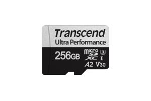 Transcend TS256GUSD340S MicroSDXC w/ adapter, 256GB, UHS-I U3, V30, A2, 3D NAND, 160/ 125 MB/s