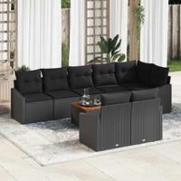 Tuinbankenset met opslag 9 pcs Zwart poly rattan