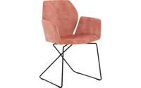 Goossens Excellent Eetkamerstoel Manzini roze velvet stof met armleuning, modern design Goossens Excellent Eetkamerstoel Manzini roze velvet stof met armleuning, modern design