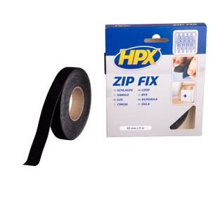 HPX Zip fix klittenband (lus) | Zwart | 20mm x 5m - Z2005L Z2005L
