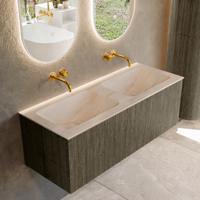 Badmeubel Mondiaz Kurve-Dlux | 120 cm | Meubelkleur Shadow | Wastafelkleur Meli | Solid surface | Wasbak beide zijden spoelbak | Zonder kraangat(en)
