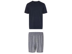 Heren pyjama (S (44/46), Donkerblauw/grijs)