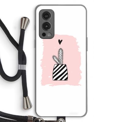 Zwart-wit cactus: OnePlus Nord 2 5G Transparant Hoesje met koord
