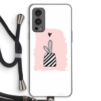 Zwart-wit cactus: OnePlus Nord 2 5G Transparant Hoesje met koord