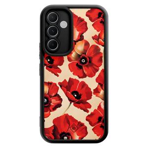 Samsung Galaxy A55 zwarte case - Poppy flowers