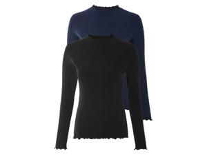esmara 2 dames shirts (Zwart/marineblauw, S (36/38))
