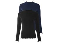 esmara 2 dames shirts (Zwart/marineblauw, S (36/38))