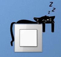 Muursticker stopcontact Zwarte kat