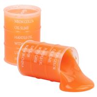 2x Potjes speelgoed/hobby slijm oranje in olievat 5,5 x 8 cm 150 ml inhoud2x Potjes speelgoed/hobby