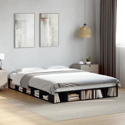 Bedframe bewerkt hout zwart 160x200 cm